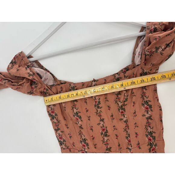 NWT Reformation Sigmund Dress 0 Floral Boudoir Midi Slit Long Sleeves Smocked - Picture 12 of 16